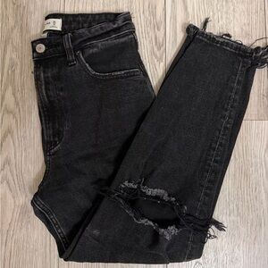 Abercrombie Black Distressed High-Rise Mom Jeans